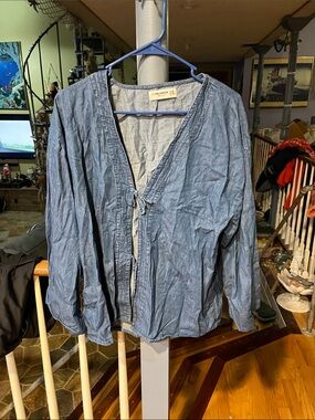 Pull&Bear Blue Tie-Front Denim Jacket